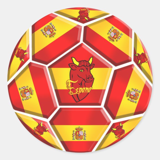 Spanien Fußball La Furia Roja Toro Flaggen Runder Aufkleber (Vorderseite)