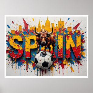 Spanien Fußball Stadtlandschaft Ölmalerei Stil Kun Poster