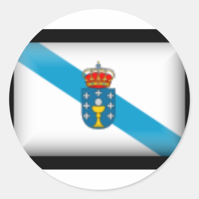 Spanien - Galicien - Flagge Runder Aufkleber (Vorderseite)