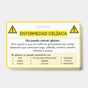 Spanien Glutenunverträglichkeit Zöliakie Allergie- Ausweis