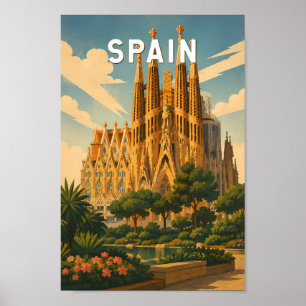 Spanien Illustration Reise Kunst Vintage Poster