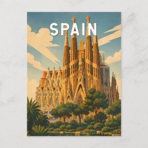 Spanien Illustration Reise Kunst Vintage Postkarte