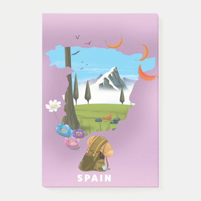Spanien Illustriertes Reiseplakat Post-it Klebezettel (Vorderseite)