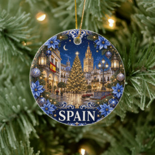 Spanien im Winter Szenisches Erinnerungsstück Keramik Ornament