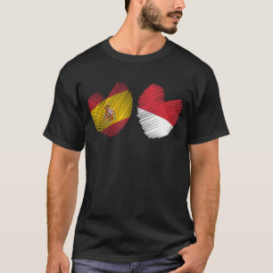 Spanien Indonesien Herzstück Spanische Flagge Indo T-Shirt