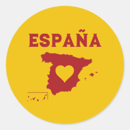 Spanien Karte Aufkleber España Mapa Yellow Red