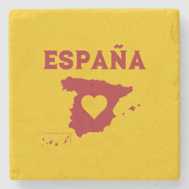 Spanien Karte España Yellow Red Steinuntersetzer