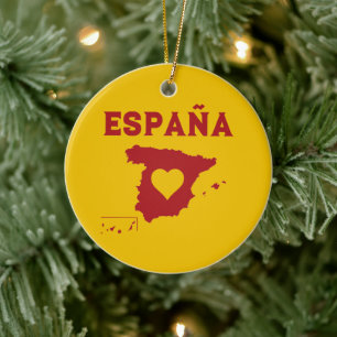Spanien Karte Ornamente España Gelb Rot