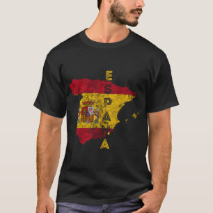 Spanien Karte und Flagge Souvenir erschütterte Esp T-Shirt