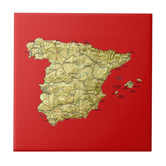 Spanien-Karten-Fliese Fliese (Vorderseite)