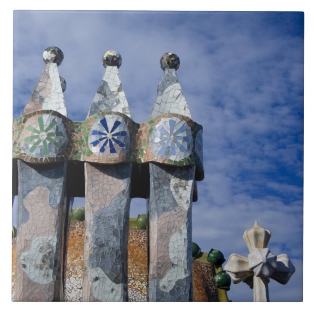 Spanien, Katalonien, Barcelona. Casa Batllo (1906) Fliese (Vorderseite)