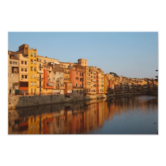 Spanien. Katalonien. Gerona. Häuser auf dem Onyar Fotodruck (Vorne)