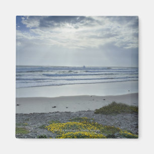 Spanien-Küstenlinie mit gelben Blumen und Magnet