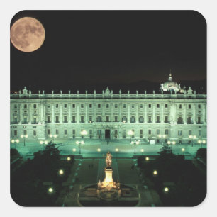 Spanien, Madrid, Königspalast und Plaza de Quadratischer Aufkleber