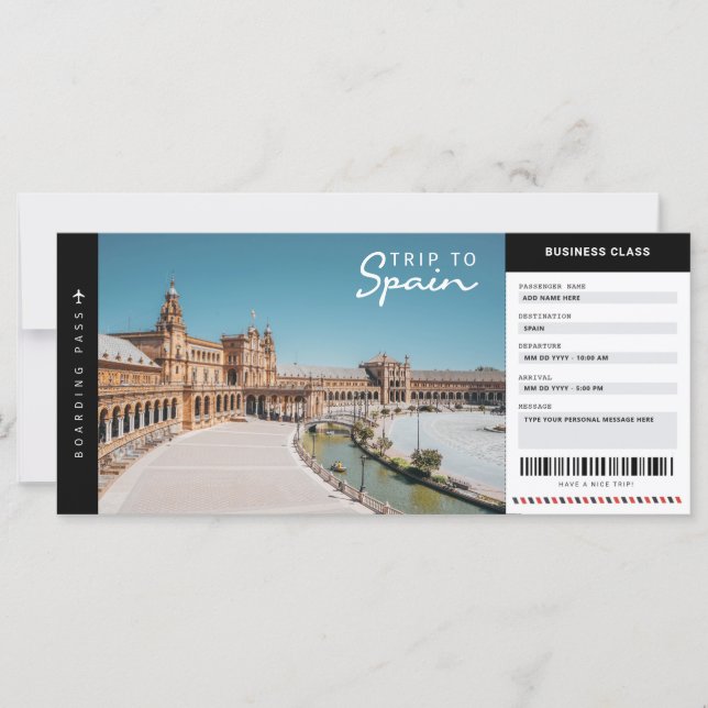 Spanien Reise Boarding Pass Reisetag Ticket (Vorderseite)