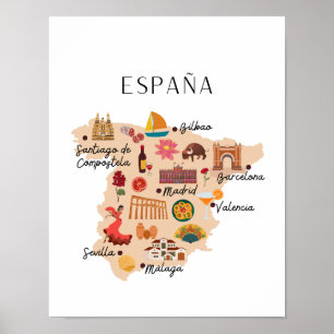 Spanien-Reisekarte Poster