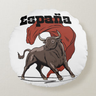 Spanien Reiseplakat Rundes Kissen