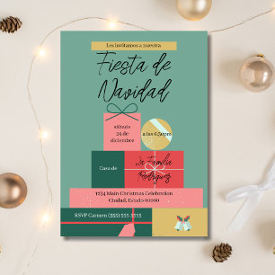 Spanien Retro Grün Festliche Geschenke Weihnachtsf Einladung