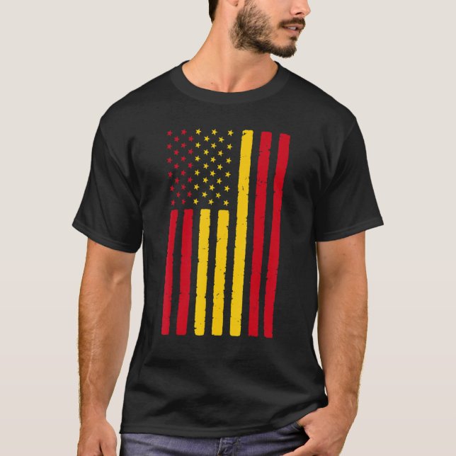 Spanien Roots USA Flaggenerbe Halb Spanien Amerika T-Shirt (Vorderseite)