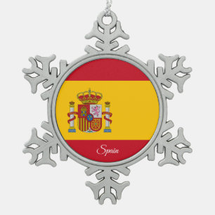 Spanien Schneeflocke, spanische Flagge Schneeflocken Zinn-Ornament