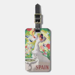 Spanien Senorita Vögel Blumen Fiesta Garten Gepäckanhänger
