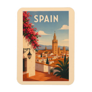 Spanien Sevilla Illustration Reise Kunst Vintage Magnet
