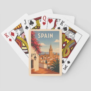 Spanien Sevilla Illustration Reise Kunst Vintage Spielkarten