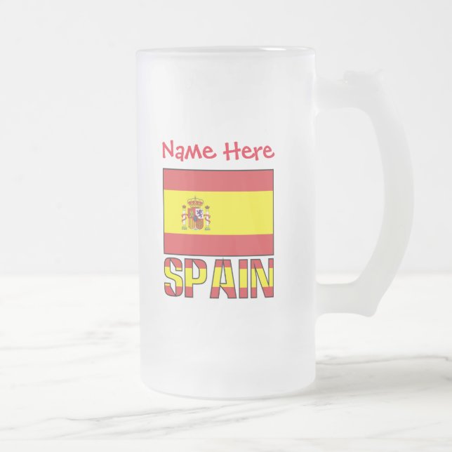 Spanien - Spanien - Rote Personalisierung der Flag Mattglas Bierglas (Rechts)