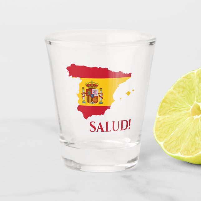 Spanien Spanien Spanien Flag Karte Salud Cheers Schnapsglas (Vorderseite)