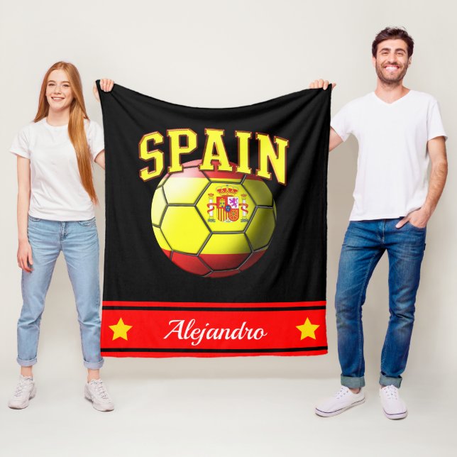 Spanien - Spanischer Fußballball unter der Flagge  Fleecedecke (Beispiel)