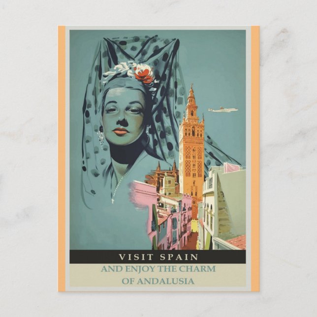Spanien Spanisches Vintage Travel Poster Postkarte (Vorderseite)