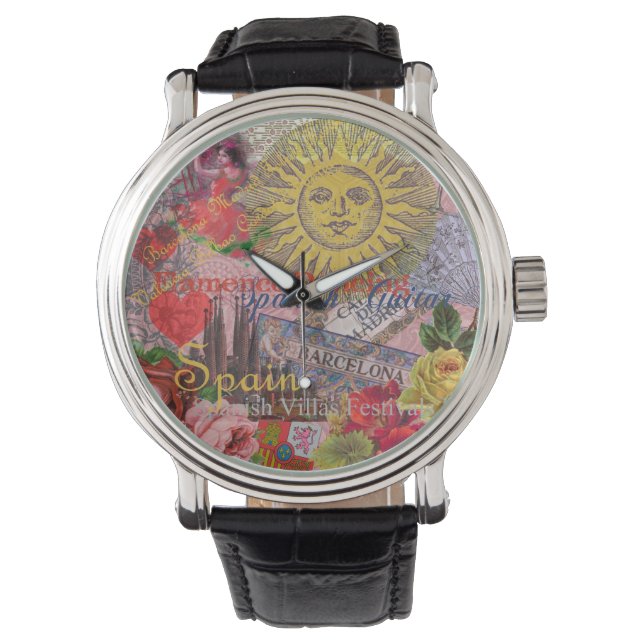 Spanien Sunshine Spanish Travel Art Armbanduhr (Vorderseite)
