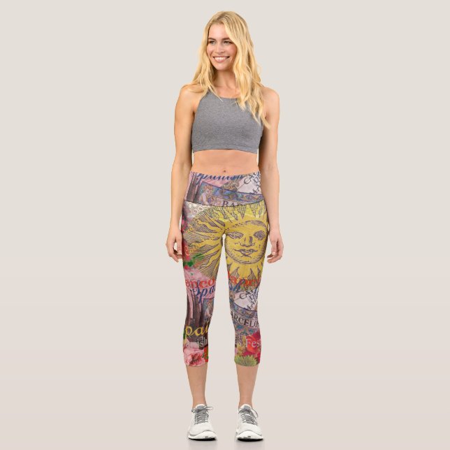 Spanien Sunshine Spanish Travel Art Capri Leggings (Vorderseite)