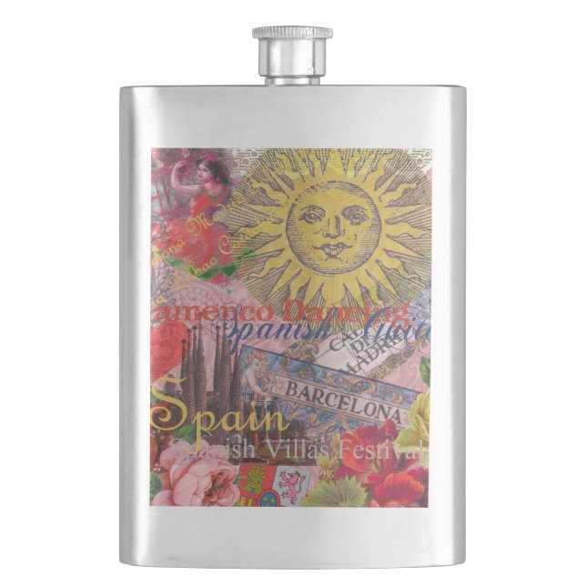 Spanien Sunshine Spanish Travel Art Flachmann (Vorderseite)