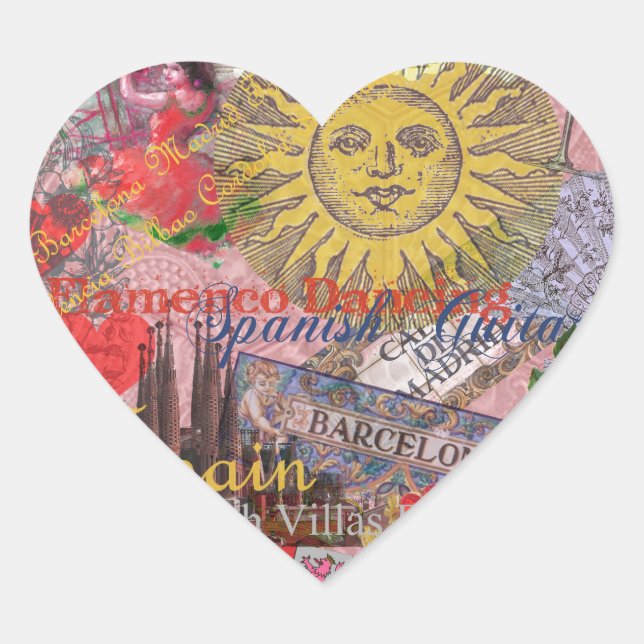 Spanien Sunshine Spanish Travel Art Herz-Aufkleber (Vorderseite)