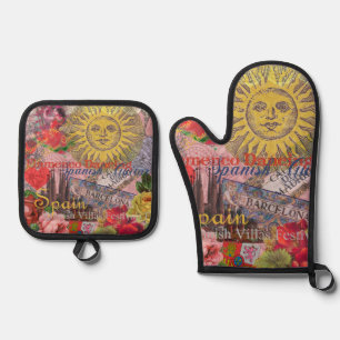Spanien Sunshine Spanish Travel Art Ofenhandschuh & Topflappen-Set