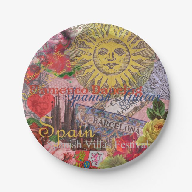 Spanien Sunshine Spanish Travel Art Pappteller (Vorderseite)