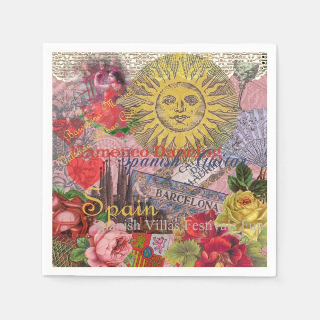 Spanien Sunshine Spanish Travel Art Serviette (Vorderseite)