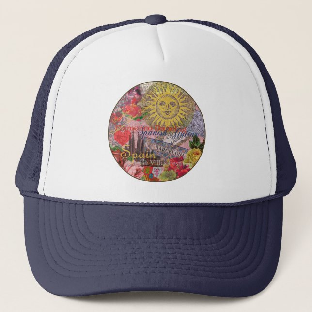 Spanien Sunshine Spanish Travel Art Truckerkappe (Vorderseite)