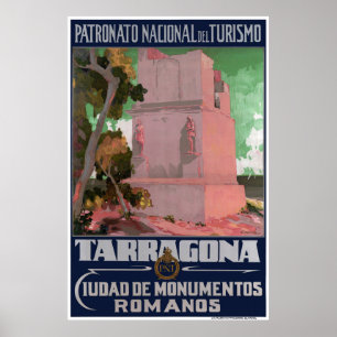 Spanien Tarragona Vintage Reiseplaner restauriert Poster