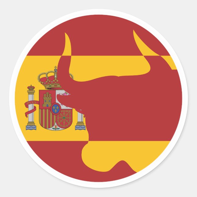 Spanien Taurus Nationale Tierflagge Runder Aufkleber (Vorderseite)