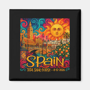 Spanien Totale Sonnenfinsternis 2026 Retro Paisley Magnet