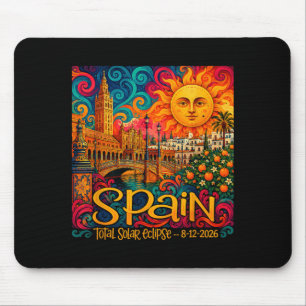 Spanien Totale Sonnenfinsternis 2026 Retro Paisley Mousepad