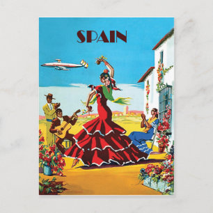 Spanien, traditioneller Tanz und Musik, Fluggesell Postkarte