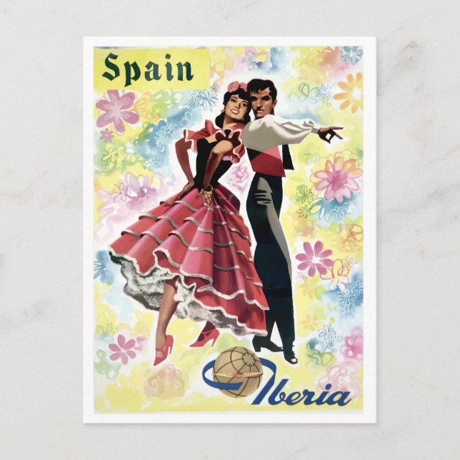 Spanien, traditionelles Tanzpärchen, Vintage Postkarte (Vorderseite)