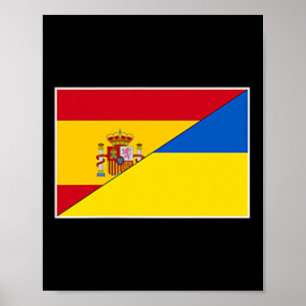 Spanien Ukraine Flagge Spanische Ukrainische Unter Poster