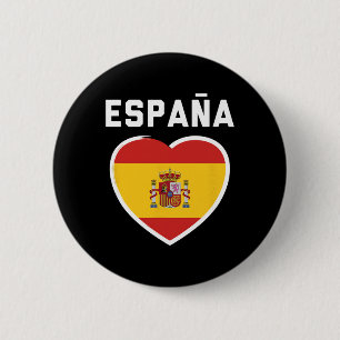 Spanien Und Espana - Fußball Und Fußball-Flaggen-T Button