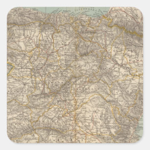 Spanien- und Portugal-Atlas-Karte Quadratischer Aufkleber
