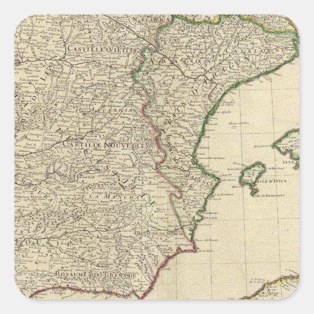 Spanien und Portugal Quadratischer Aufkleber (Vorderseite)