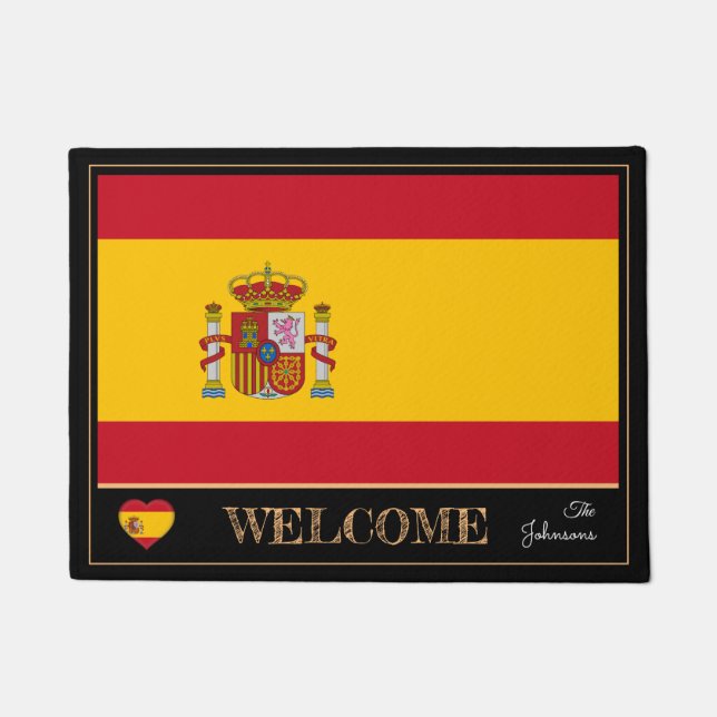 Spanien und Spanien Flagge Haus Matte / Sport Will (Vorderseite)